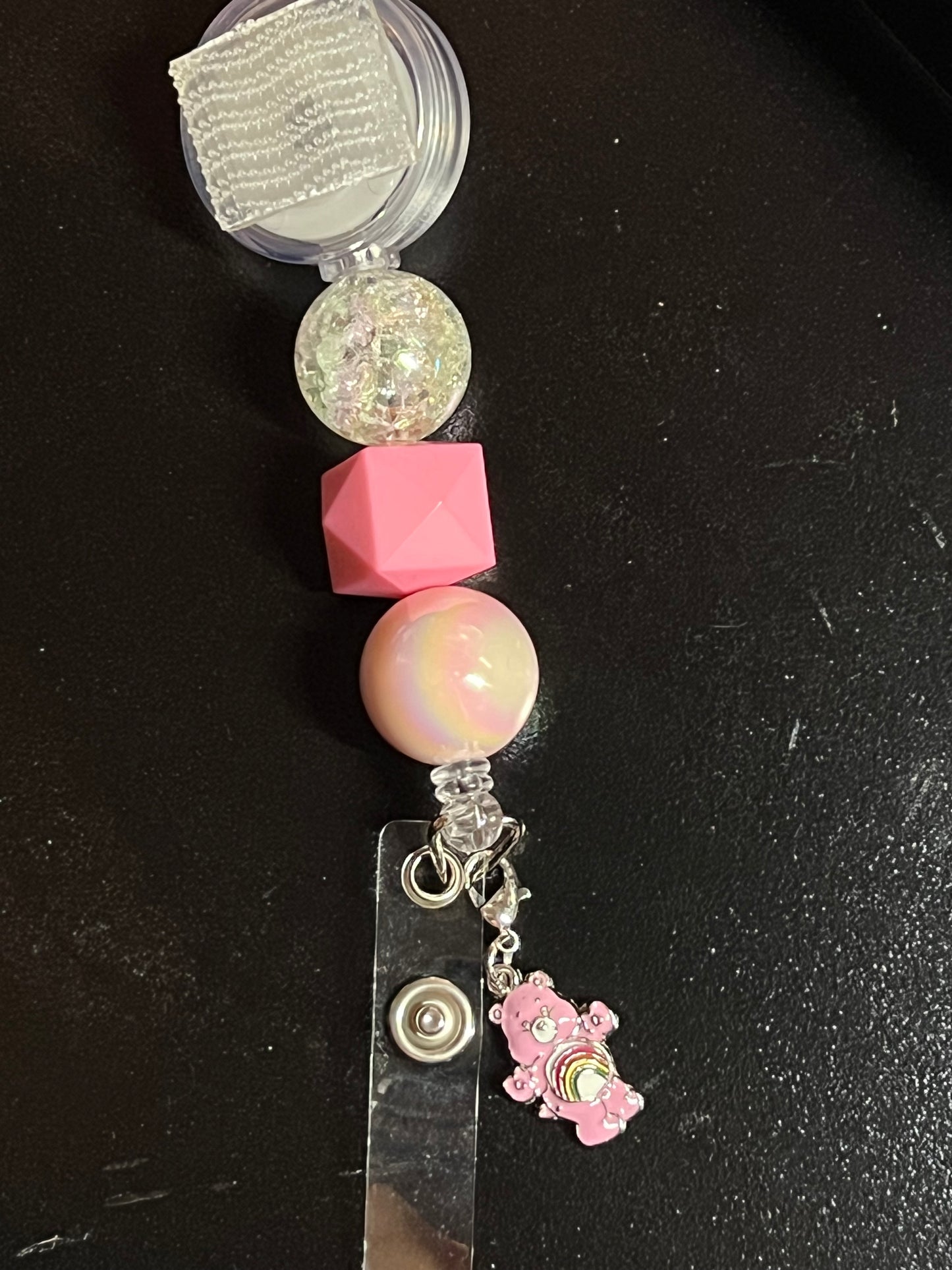 Pink Bear Charm ONLY (attach to Badge Reel Base)