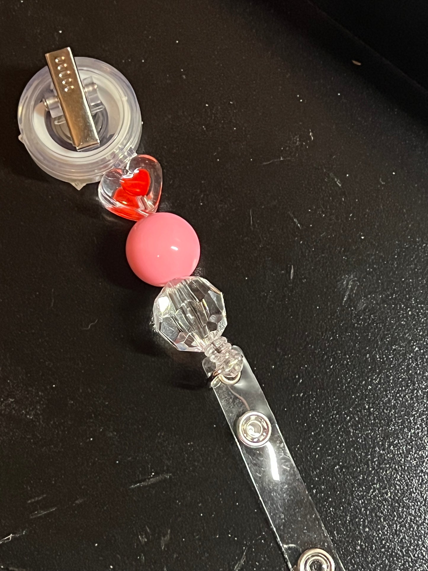 *INTERCHANGEABLE* Badge Reel Base ONLY~ RED HEART