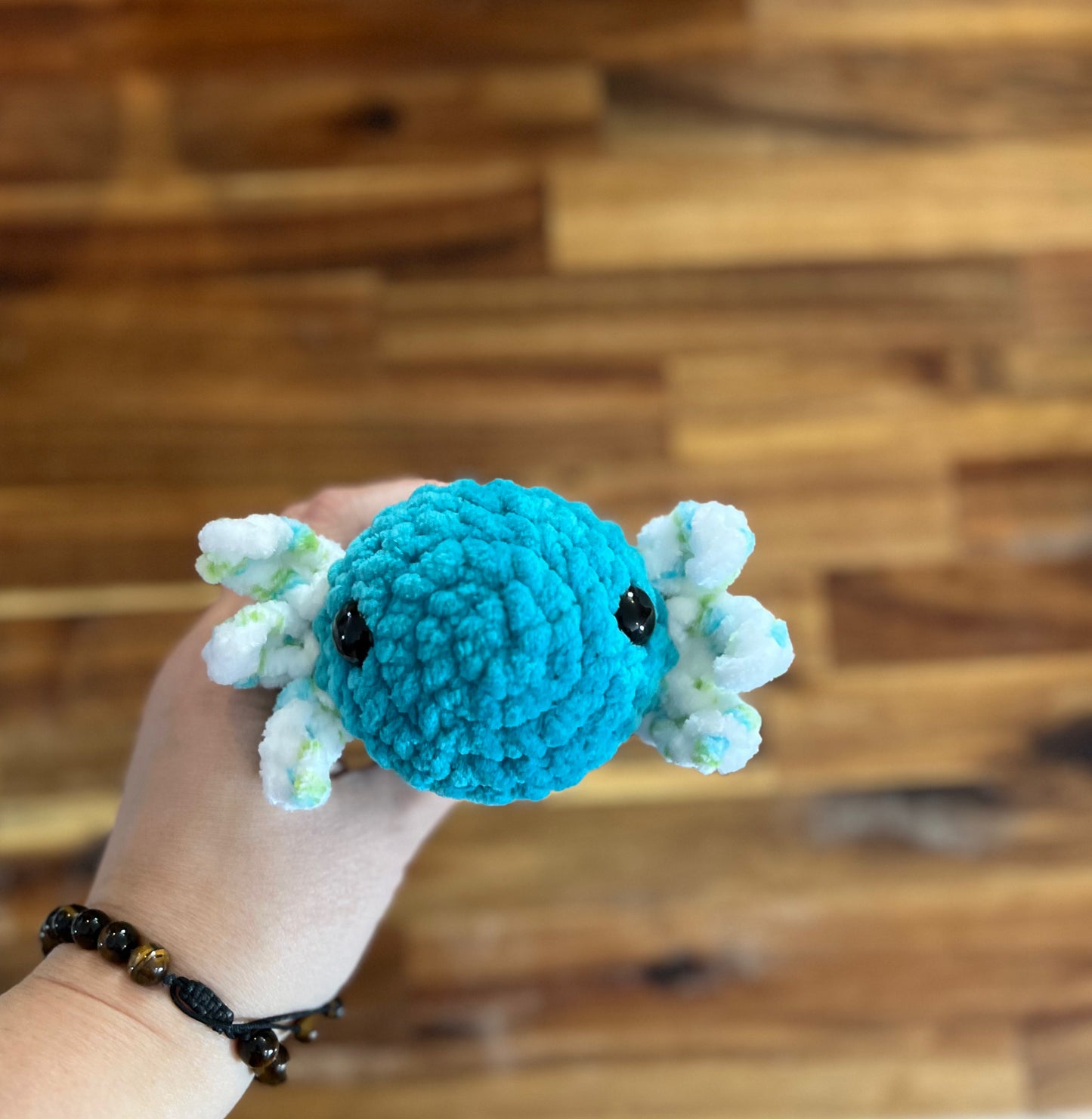 Crocheted Teal Axolotl